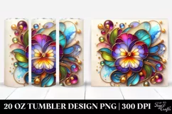 20 Oz Tumbler Sublimation | Glossy Colorful Watercolor Pansy Product Image 1