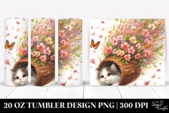 Cat with Spring Petals Tumbling | 20 Oz Tumbler Product Image 1