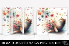 20 Oz Tumbler Sublimation | Watercolor Pastel Cat Tumbling Product Image 1
