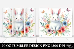 Colorful Cute Rabbit Floral | 20 Oz Tumbler Product Image 1