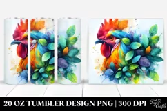 Vibrant Watercolor Chicken. 20 Oz Tumbler Design Product Image 1