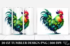 Vibrant Watercolor Chicken. 20 Oz Tumbler Design Product Image 1