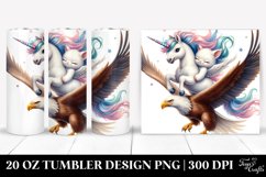 Cute Unicorn Dancing on Eagle&#039;s Back | 20 Oz Tumbler Product Image 1