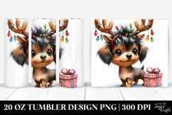 Expressive Dachshund with Reindeer Horns 20 Oz Tumbler Product Image 1