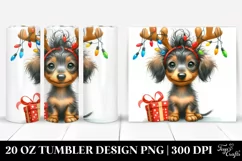 Expressive Dachshund with Reindeer Horns 20 Oz Tumbler Product Image 1