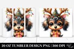 Expressive Dachshund with Reindeer Horns 20 Oz Tumbler Product Image 1