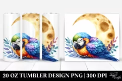 Colorful Macaw on Moon | 20 Oz Tumbler Product Image 1