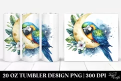 Colorful Macaw Sleeping Moon | 20 Oz Tumbler Product Image 1