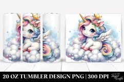 Cute Baby Unicorn Sculpting on Lofty Cloud | 20 Oz Tumbler Product Image 1