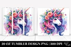 Cute Unicorn Floral Tumbler | 20 oz Tumbler Product Image 1
