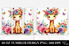 Cute Vibrant Giraffe Flower Crown, 20 oz Tumbler Product Image 1