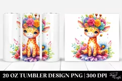 Cute Vibrant Giraffe Flower Crown, 20 oz Tumbler Product Image 1