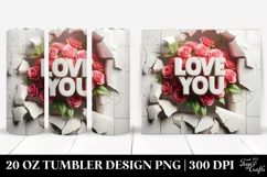 3D Text with Roses Bouquet 20 Oz Tumbler Product Image 1