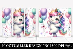 Cute Baby Unicorn Dancing with Balloons | 20 Oz Tumbler Product Image 1