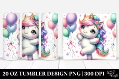 Cute Baby Unicorn Dancing with Balloons | 20 Oz Tumbler Product Image 1