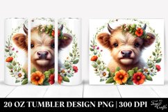 Cute Highland Cow with Nasturtium | 20 Oz Tumbler Product Image 1