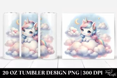 Cute Baby Unicorn on Lofty Cloud | 20 Oz Tumbler Product Image 1