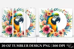 Colorful Macaw Floral Frame | 20 Oz Tumbler Product Image 1