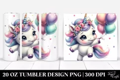 Cute Baby Unicorn Dancing with Balloons | 20 Oz Tumbler Product Image 1