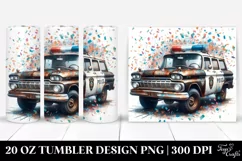 Watercolor Vintage Rusty Police Car with Confetti | 20 Oz Product Image 1