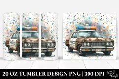 Watercolor Vintage Rusty Police Car with Confetti | 20 Oz Product Image 1