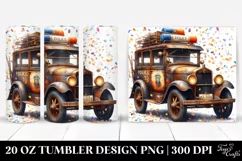 Watercolor Vintage Rusty Police Car with Confetti | 20 Oz Product Image 1