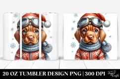 Expressive Vizsla with Santa Hat 20 Oz Tumbler Product Image 1