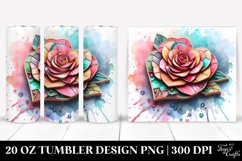 Watercolor Splash,Detailed Rose | 20 Oz Tumbler Product Image 1