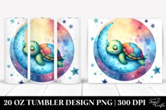 Colorful Turtle Sleeping on Moon | 20 Oz Tumbler Product Image 1