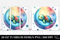 Colorful Turtle Sleeping on Moon | 20 Oz Tumbler Product Image 1