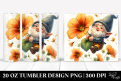 Cute Gnome Falling with Nasturtium | 20 oz Tumbler Product Image 1