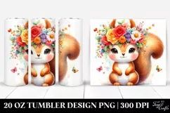 Cute Vibrant Squirrel Flower Crown, 20 oz Tumbler Product Image 1
