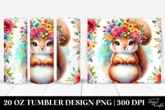 Cute Vibrant Squirrel Flower Crown, 20 oz Tumbler Product Image 1