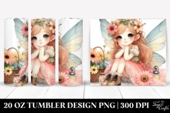 Cute Fairy Watercolor Clipart, Transparent 20 Oz Tumbler Product Image 1