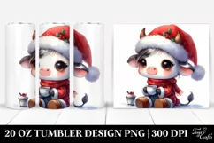 Expressive Cow with Santa Hat 20 Oz Tumbler Product Image 1