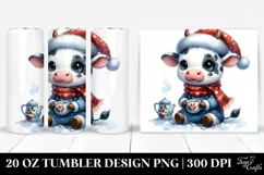 Expressive Cow with Santa Hat 20 Oz Tumbler Product Image 1