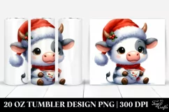 Expressive Cow with Santa Hat 20 Oz Tumbler Product Image 1