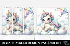 Cute Baby Unicorn Bouncing on Cloud Puff | 20 Oz Tumbler Product Image 1