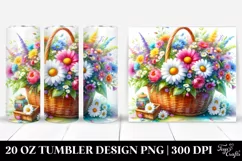 Colorful Watercolor Basket with Peonies | 20 oz Tumbler Product Image 1