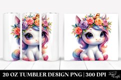 Vibrant Baby Unicorn with Floral Wreath 20 Oz Tumbler Product Image 1