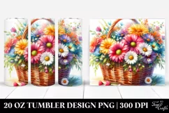 Colorful Watercolor Basket with Peonies | 20 oz Tumbler Product Image 1