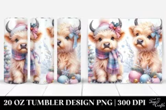 Cute Highland Cow with Christmas Decorations 20 Oz Tumbler Product Image 1