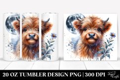 Watercolor Baby Highland Cow, Moon Splash | 20 Oz Tumbler Product Image 1