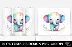 Colorful Watercolor Elephant | 20 Oz Tumbler Product Image 1