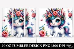 Vibrant Baby Unicorn with Floral Wreath 20 Oz Tumbler Product Image 1