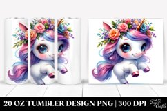 Vibrant Baby Unicorn with Floral Wreath 20 Oz Tumbler Product Image 1