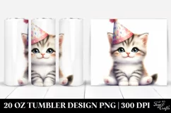 Cute Baby Cat Party Hat Tumbler Design Product Image 1