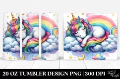 Colorful Unicorn Napping on a Cloud | 20 Oz Tumbler Product Image 1