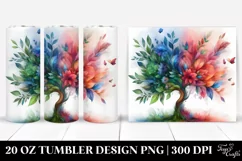 Vibrant Watercolor 3D Tree. 20 Oz Tumbler Design Product Image 1