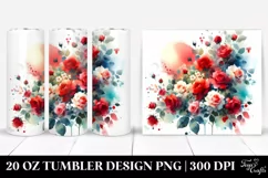 Watercolor Abstract Vibrant Small Red Roses | 20 oz Tumbler Product Image 1